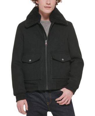 Men's Faux-Fur-Collar Bomber Jacket