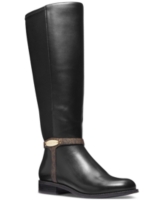 Michael Michael Kors Finley Wide-Calf Riding Boots - Black/ Brown