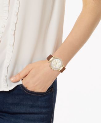 Women's Cognac Leather Strap Watch 36mm Gift Set