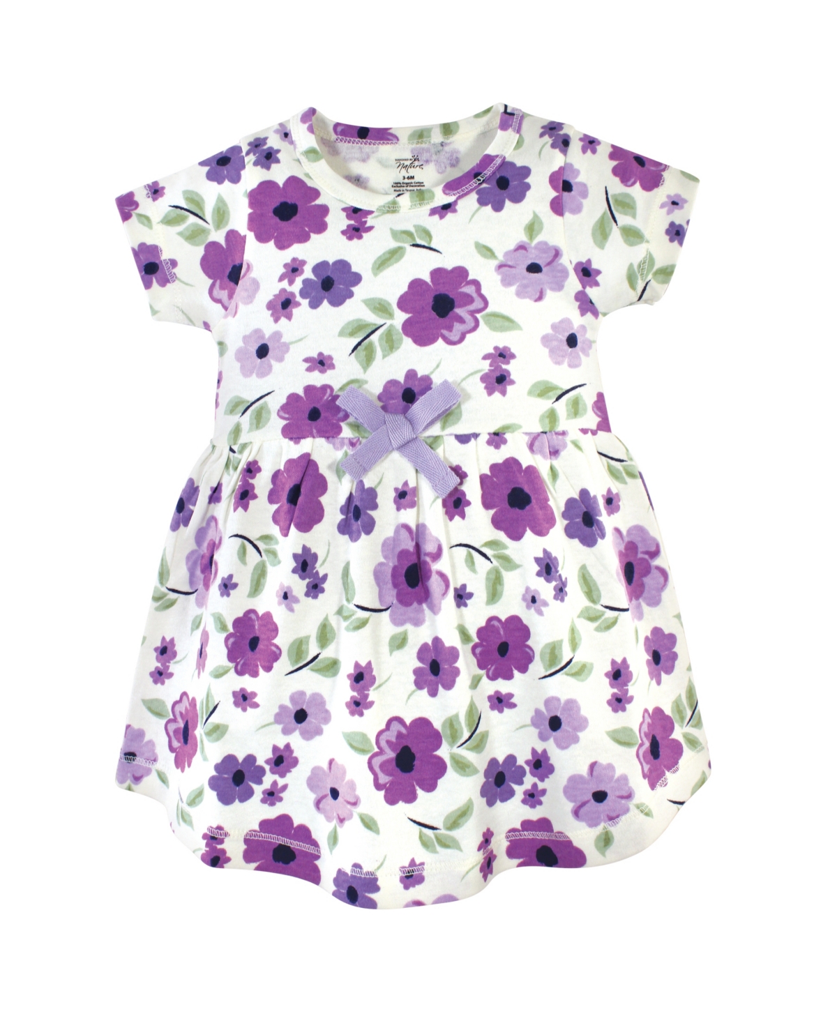 Touched by Nature Baby Girls Baby Organic Cotton Dress and Cardigan 2pc Set,- Purple garden