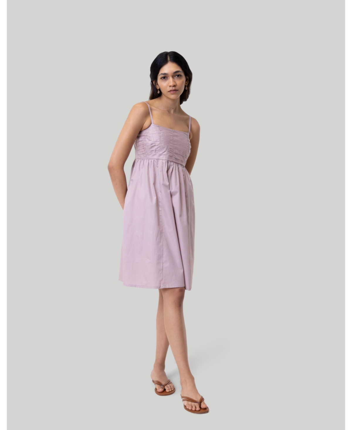 Women's Ruched Strappy Dress - Dusty pink