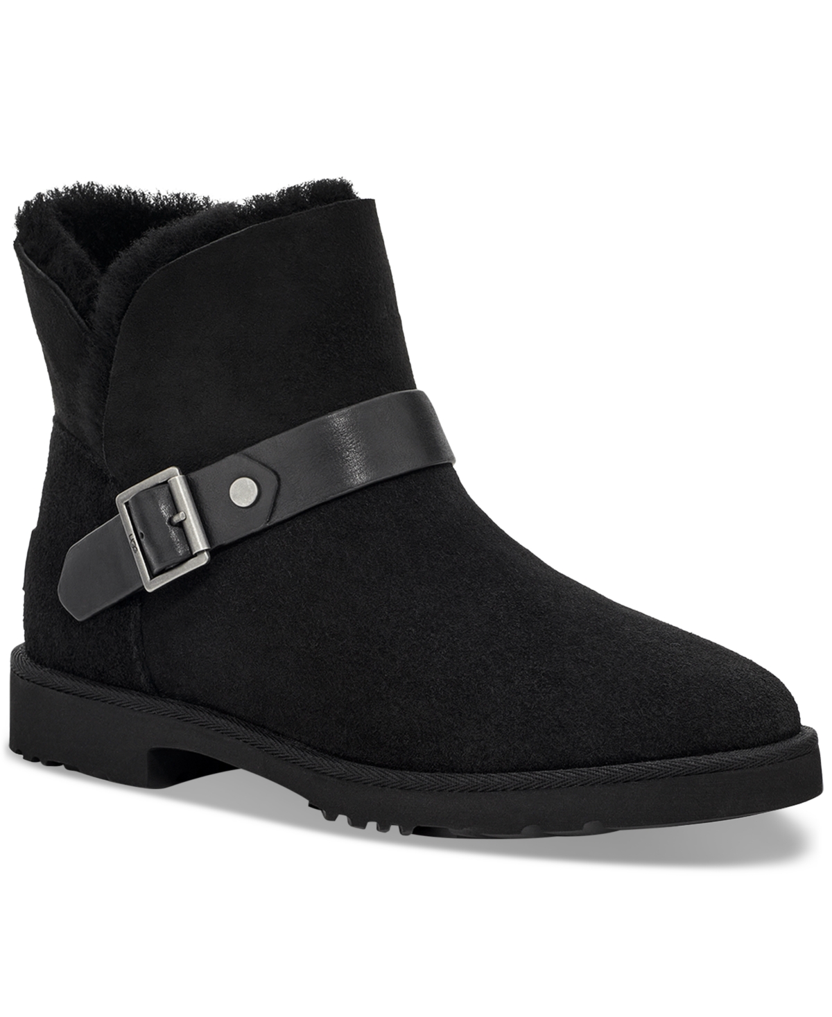 Ugg Romely Suede Buckle Classic Ankle Boots In Black