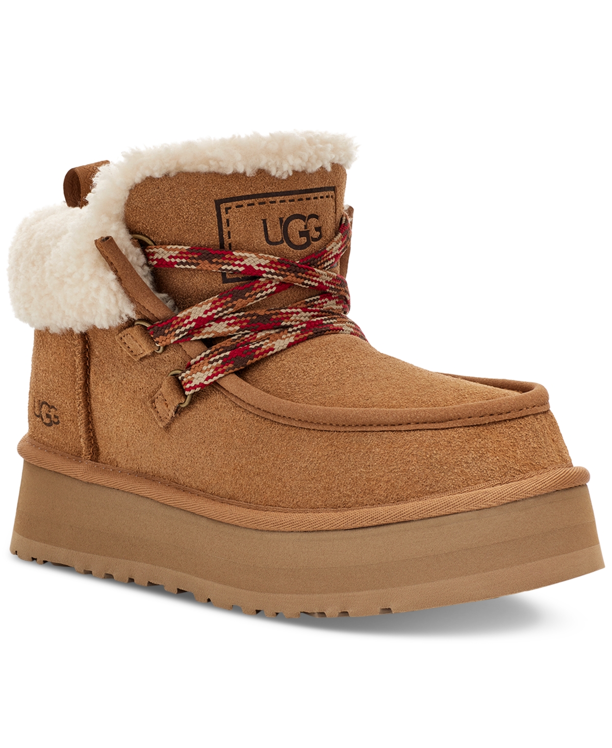 Shop Ugg Women's Funkarra Cabin Cuffed Lace-up Cold-weather Booties In Chestnut