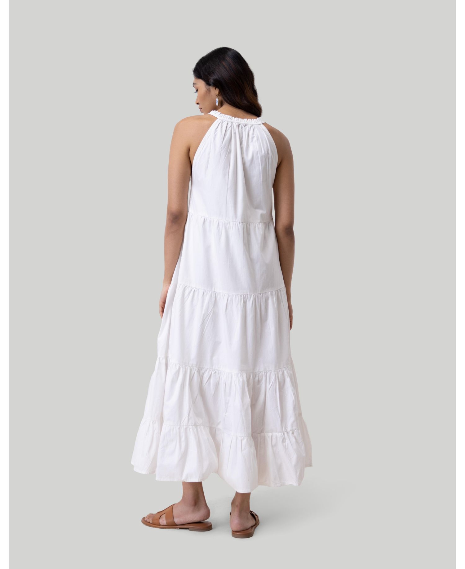 Women's Sleeveless embroidered tiered maxi dress