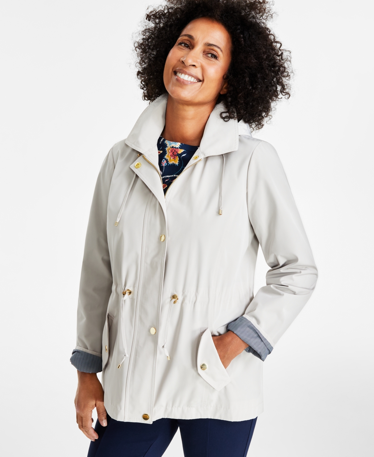 STYLE & CO PETITE ANORAK HOODED JACKET, CREATED FOR MACY'S