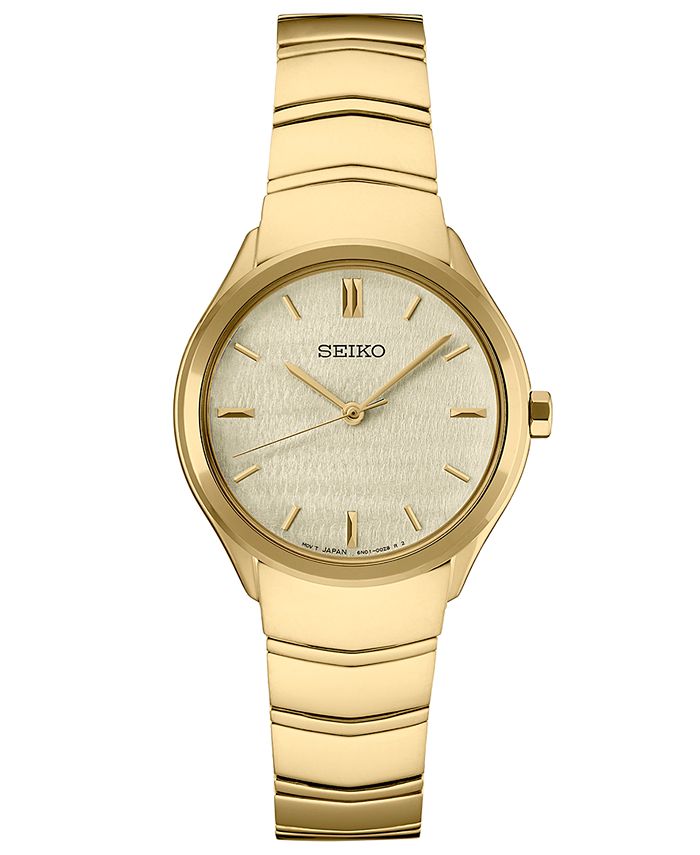 Seiko Women's Essentials Gold-Tone Stainless Steel Bracelet Watch 30mm ...