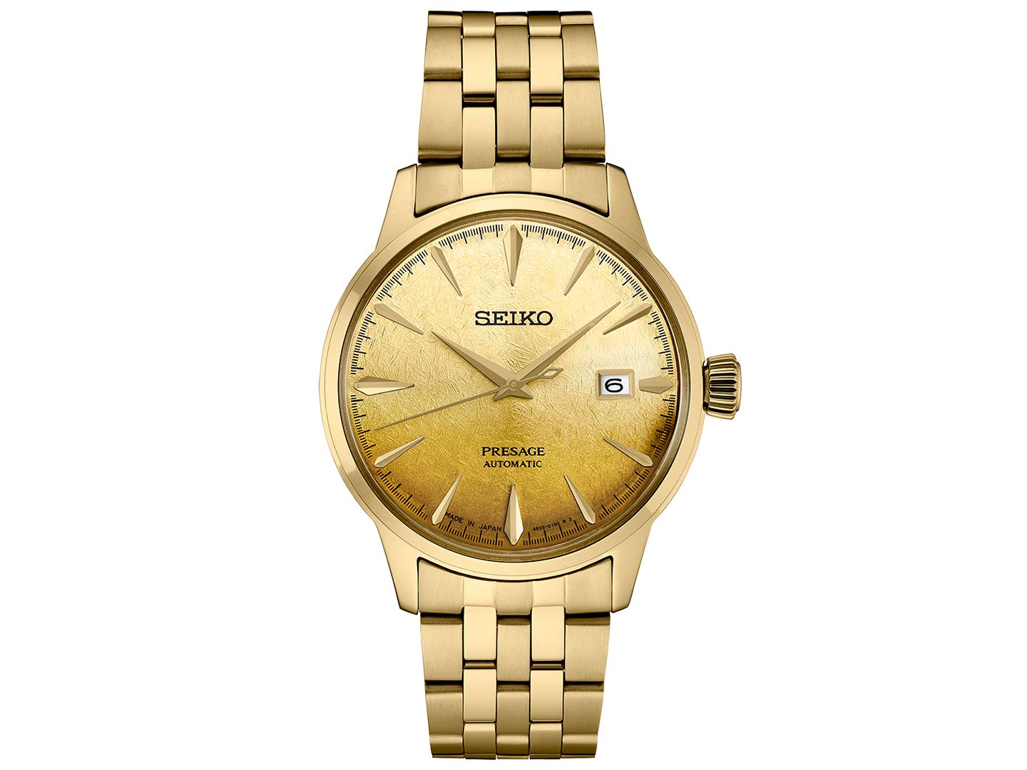 Мужские часы Seiko Automatic Presage Cocktail Time Gold-Tone Stainless Steel Bracelet Watch 41mm — фото 1