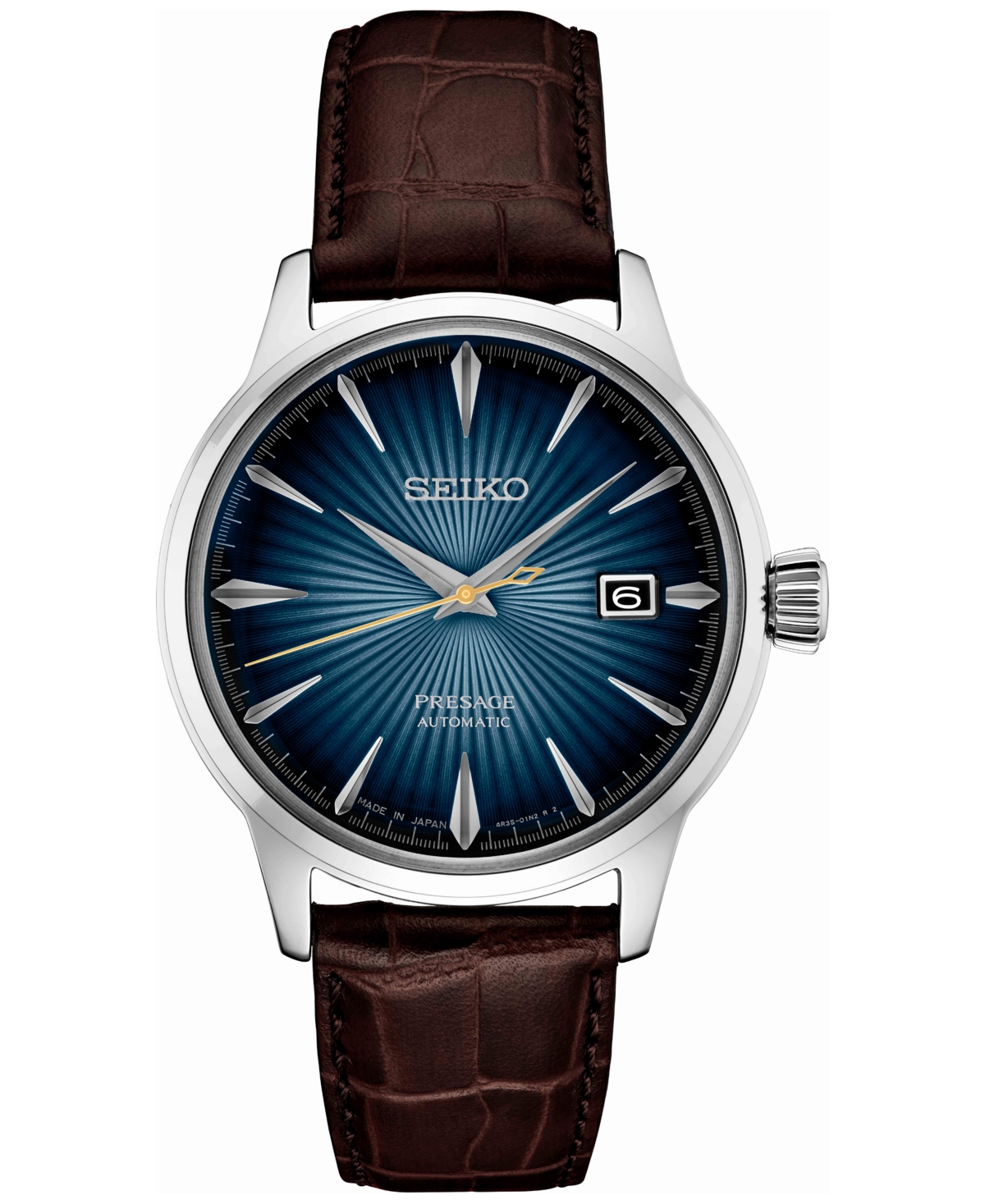 Men's Automatic Presage Cocktail Time Brown Leather Strap Watch 41mm - Blue