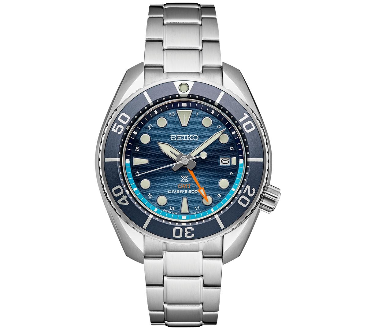 Men's Prospex Sea Sumo Solar Gmt Stainless Steel Bracelet Watch 45mm - Light Blue