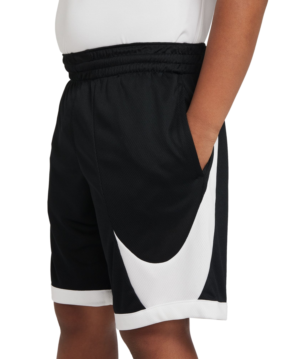 Nike Big Boys Dri-fit Standard-Fit Colorblocked Basketball Shorts -white/white/white