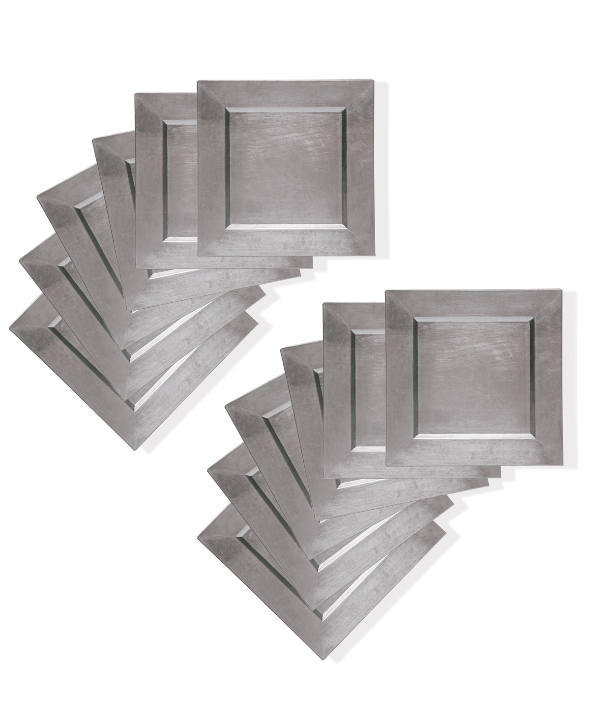 American Atelier Square Charger Plate 12 Piece Dinnerware Set, Service For 12 In Silver