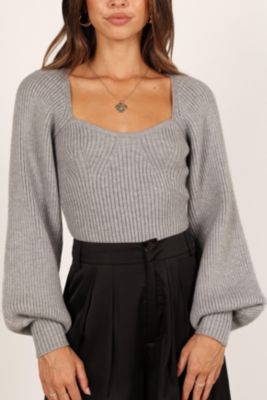 Gia Sweetheart Neck Bell Sleeve Knit Sweater
