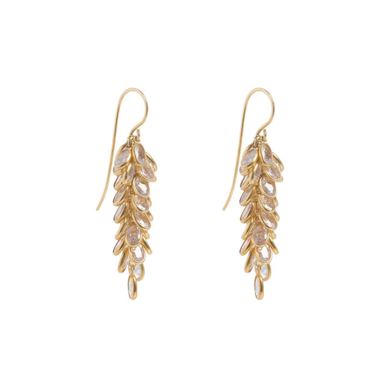 22CT Gold Midi Crystal Drops Earrings - Gold