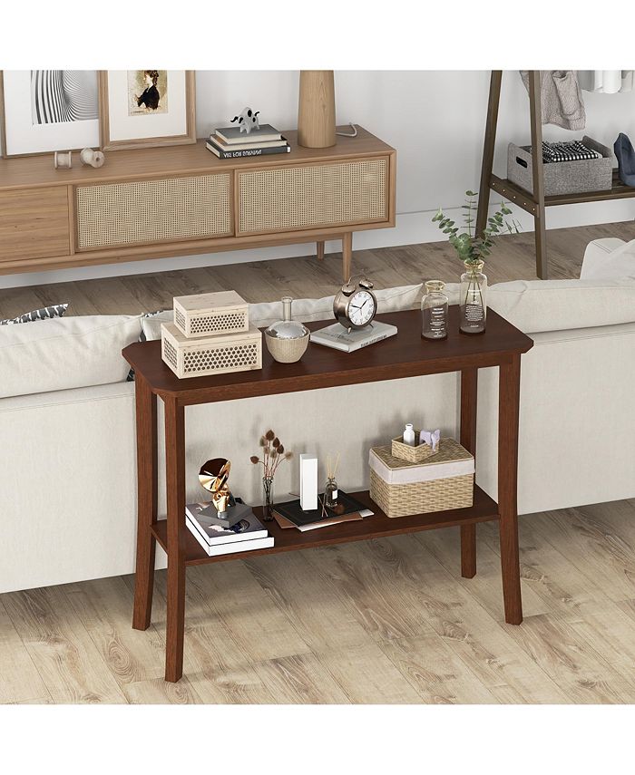 Costway 2tier Console Entryway Table Wooden Sofa Behind Couch Table 38