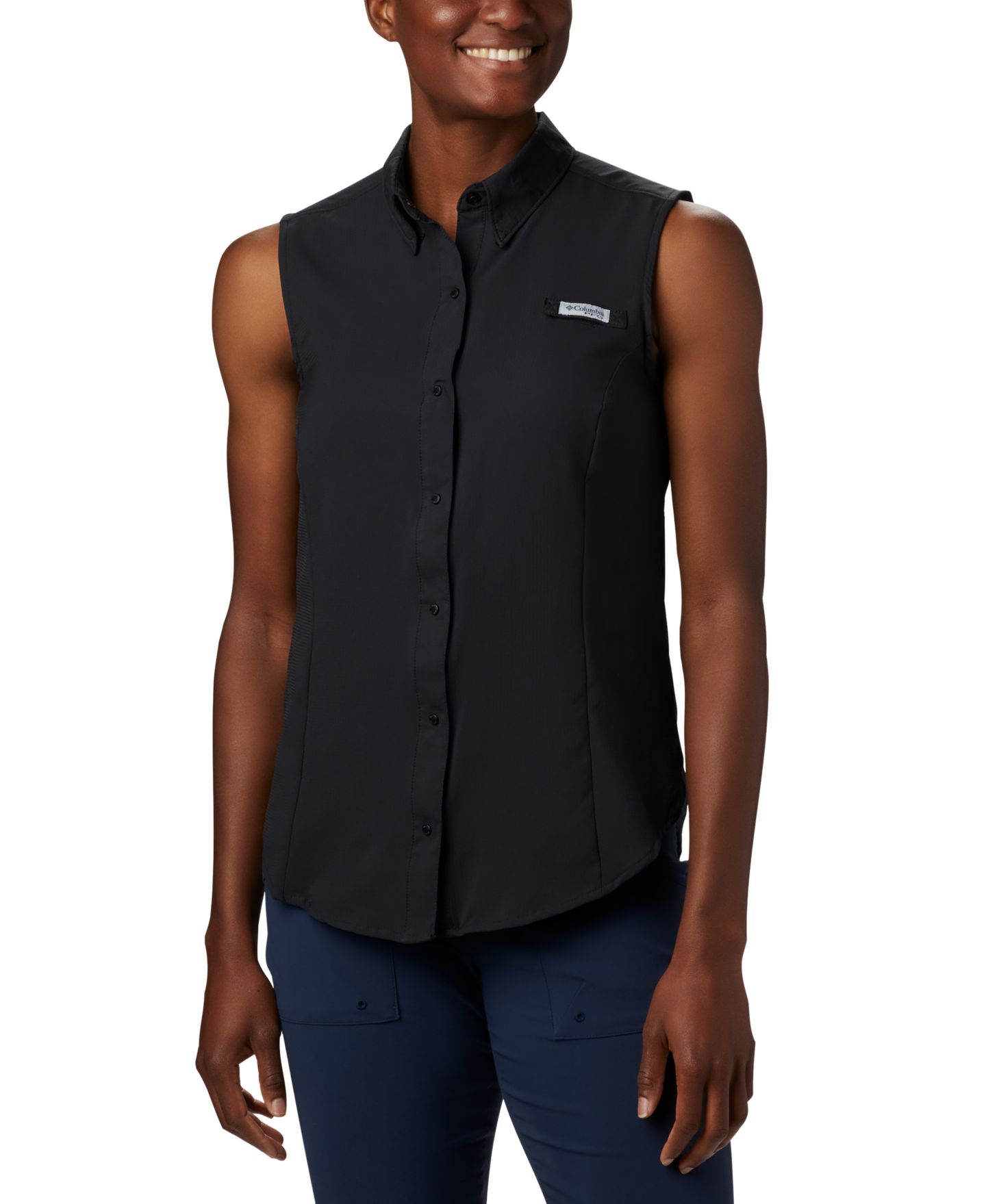 Женская рубашка Columbia Tamiami Sleeveless Shirt, цвет: Чёрный — фото 1