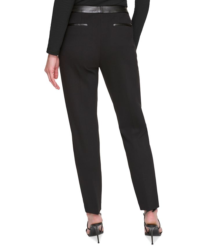 DKNY Women's LowRise FauxLeatherTrim Ankle Pants Macy's