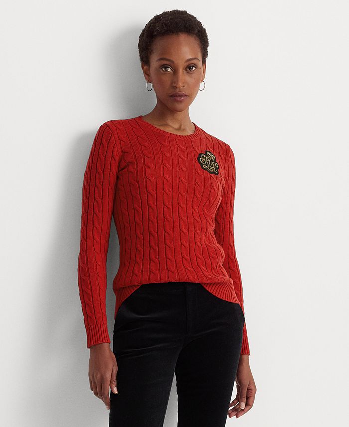 Lauren Ralph Lauren Women's Bullion Cable-Knit Cotton Sweater - Macy's