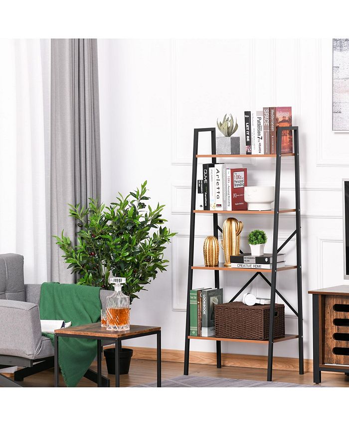 Industrial 4 Tier Ladder Shelf Bookshelf Vintage Storage Rack