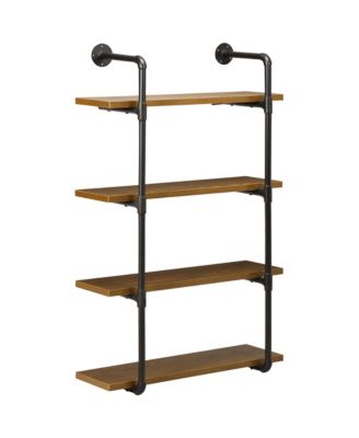 HOMCOM 4-Tier Industrial Pipe Shelves Floating Wall Mounted