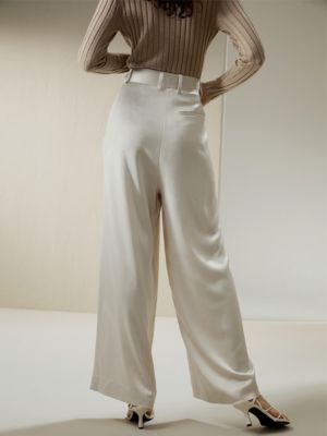 Women's High-Waisted Wide Leg Dense Silk Pants