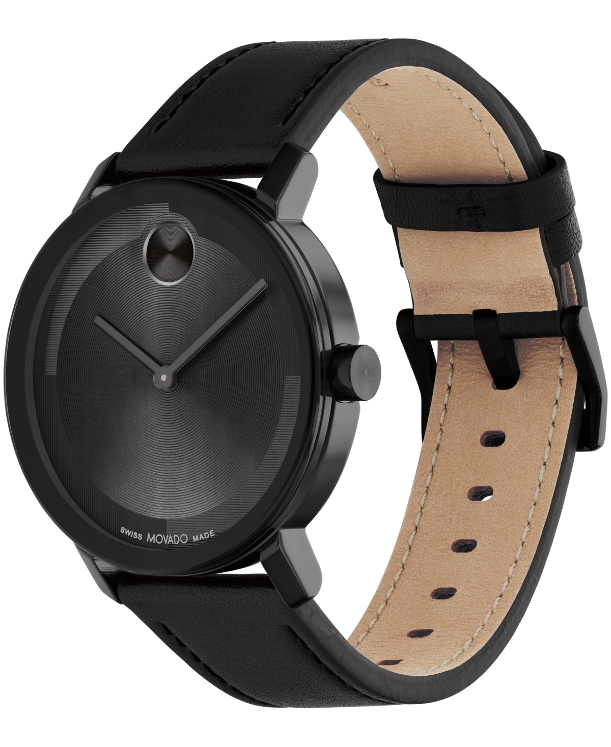 Shop Movado Men's Bold Evolution 2.0 Swiss Quartz Black Leather Watch 40mm