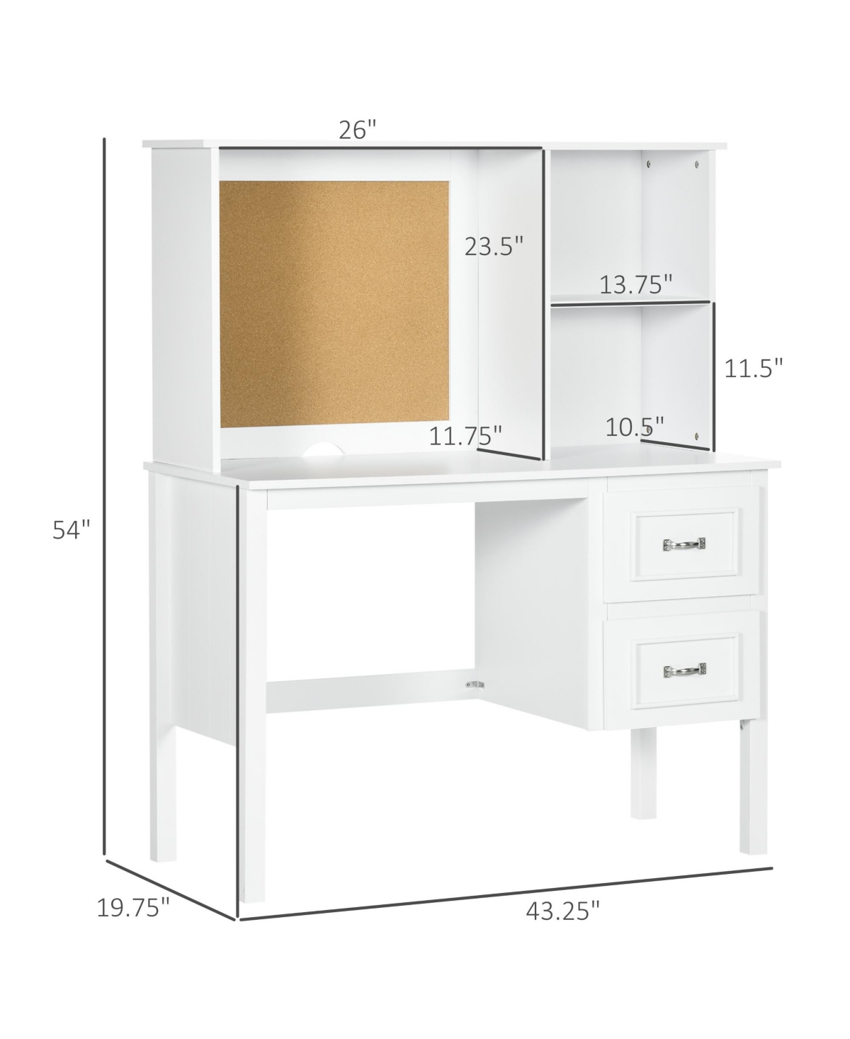 Homcom Computer Desk with Drawers & Shelves, Office Desk with Storage