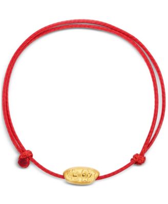 Chow Tai Fook - Lucky Symbol Double Strand Imitation Leather Slider Bracelet in 24k Gold