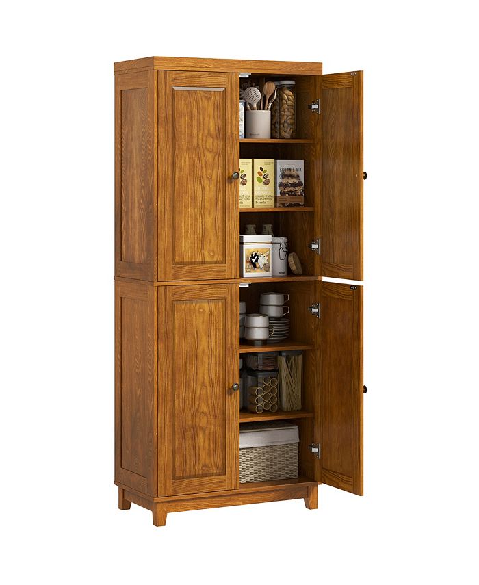 72.5" Pinewood Large Kitchen Pantry Storage Mahogany