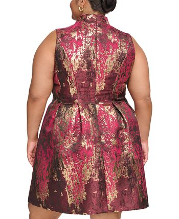 Vince Camuto Women's Metallic Jacquard Fit & Flare Dress - Macy's