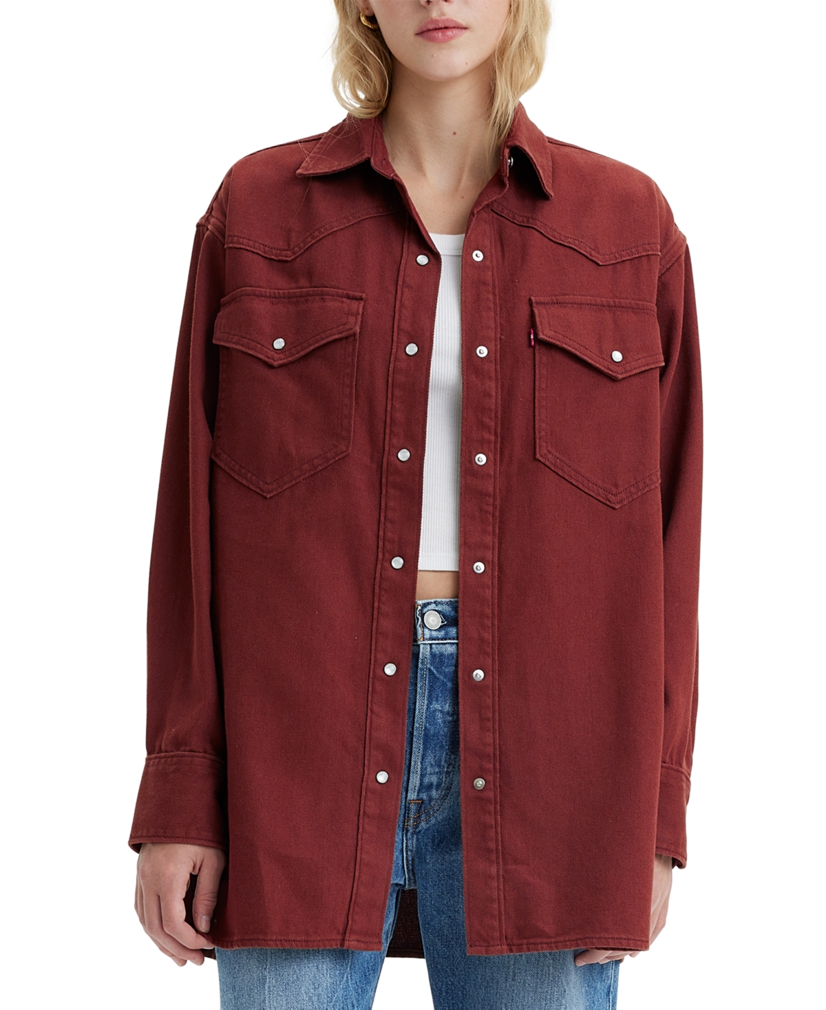 Shop Levi's Women's Dylan Relaxed Oversized Western Shirt In Syrah