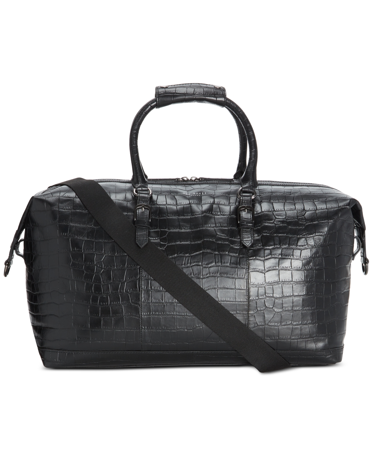 Men's Fabiio Croc Embossed Leather Bag - Black