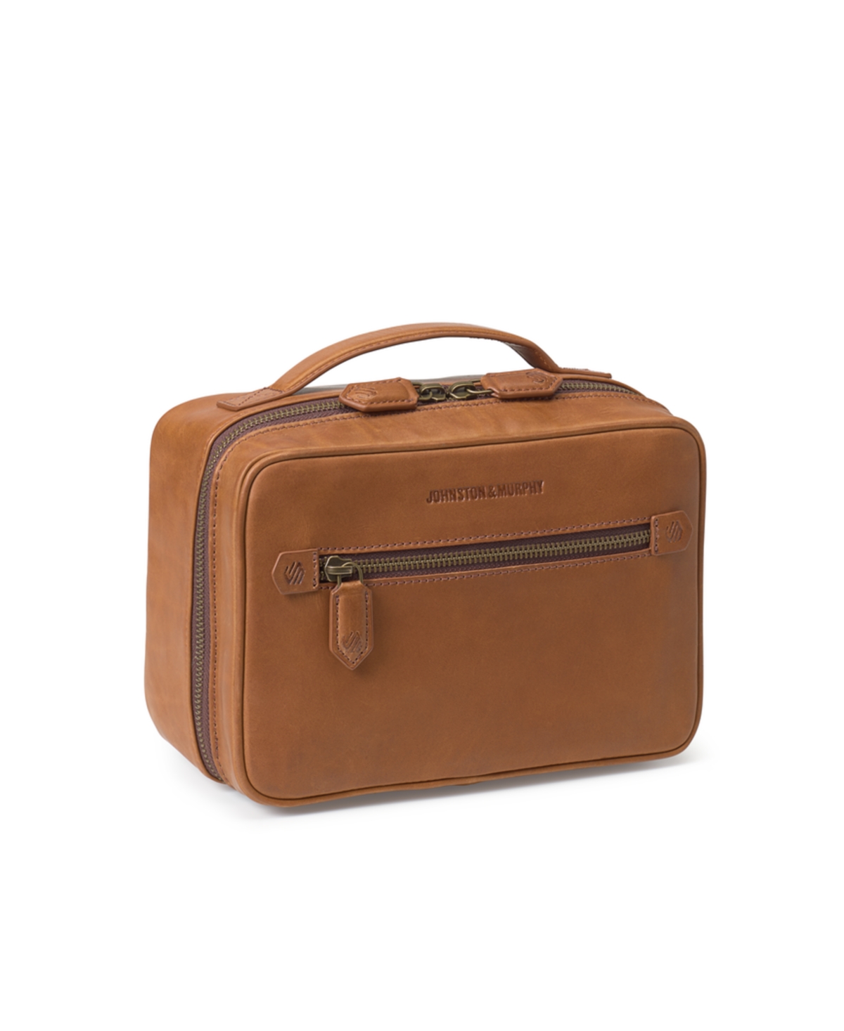 Johnston & Murphy Men's Rhodes Travel Kit In Tan Full Grain Leather