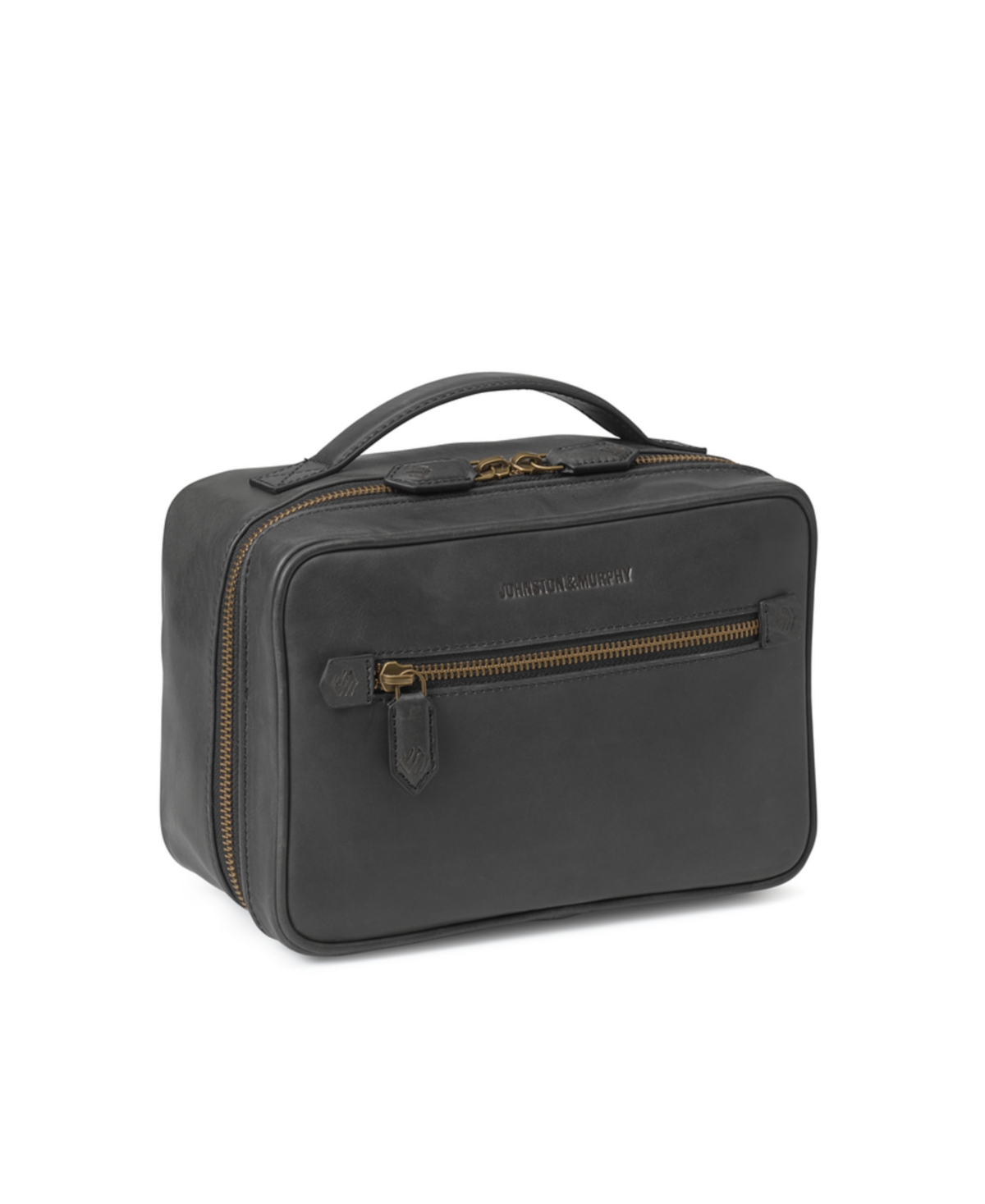 Johnston & Murphy Men's Rhodes Travel Kit In Black Full Grain Leather