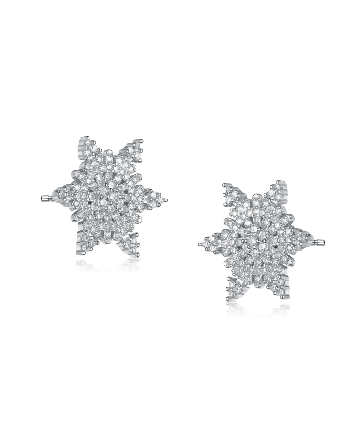 Genevive Cubic Zirconia White Gold Plated SterlingStar Shape Stud Earring - Silver