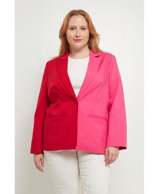 Plus Size Color Block Blazer