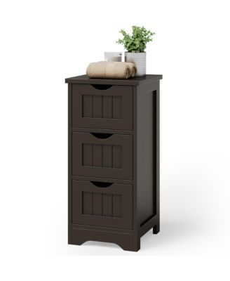 Bathroom Floor Cabinet Freestanding Storage Organizer w/ 3 Drawers