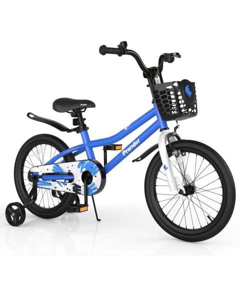 Детская игрушка Costway 18-Inch Kids' Bike with Adjustable Handlebar & Saddle, Removable Training Wheels, 4–8 лет, цвет: Синий