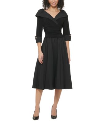 Jessica Howard Women's Portrait-Collar Combo Midi Dress - Macy's