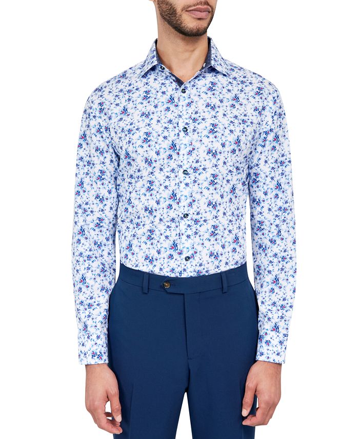 Society of Threads Men s Regular Fit Non Iron Floral Print Stretch