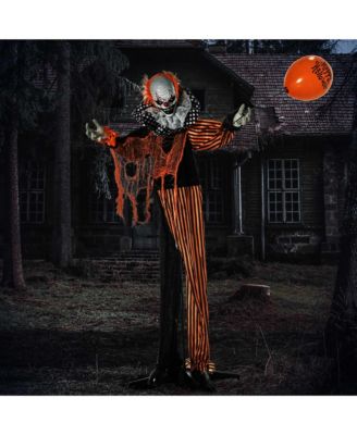 65" Life Size Outdoor Halloween Decorations Talking Circus Clown with A Balloon, Animated Prop with Sound and Motion Activated, Light Up Eyes, Laughter