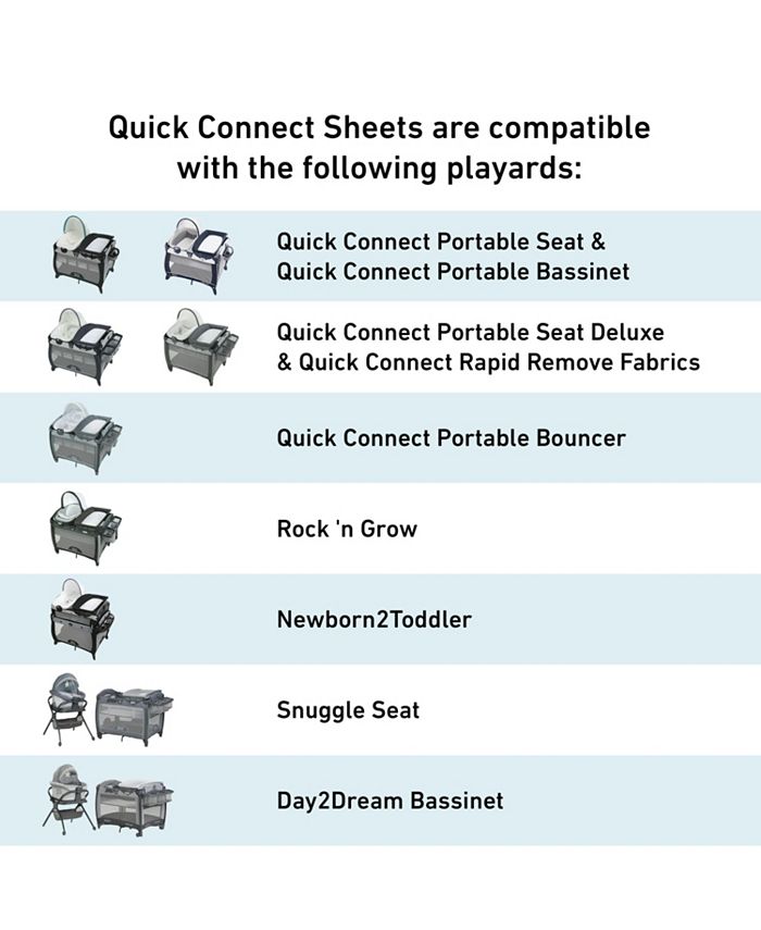 Graco Pack and Play Quick Connect Playard Water Resistant Sheets, Pack