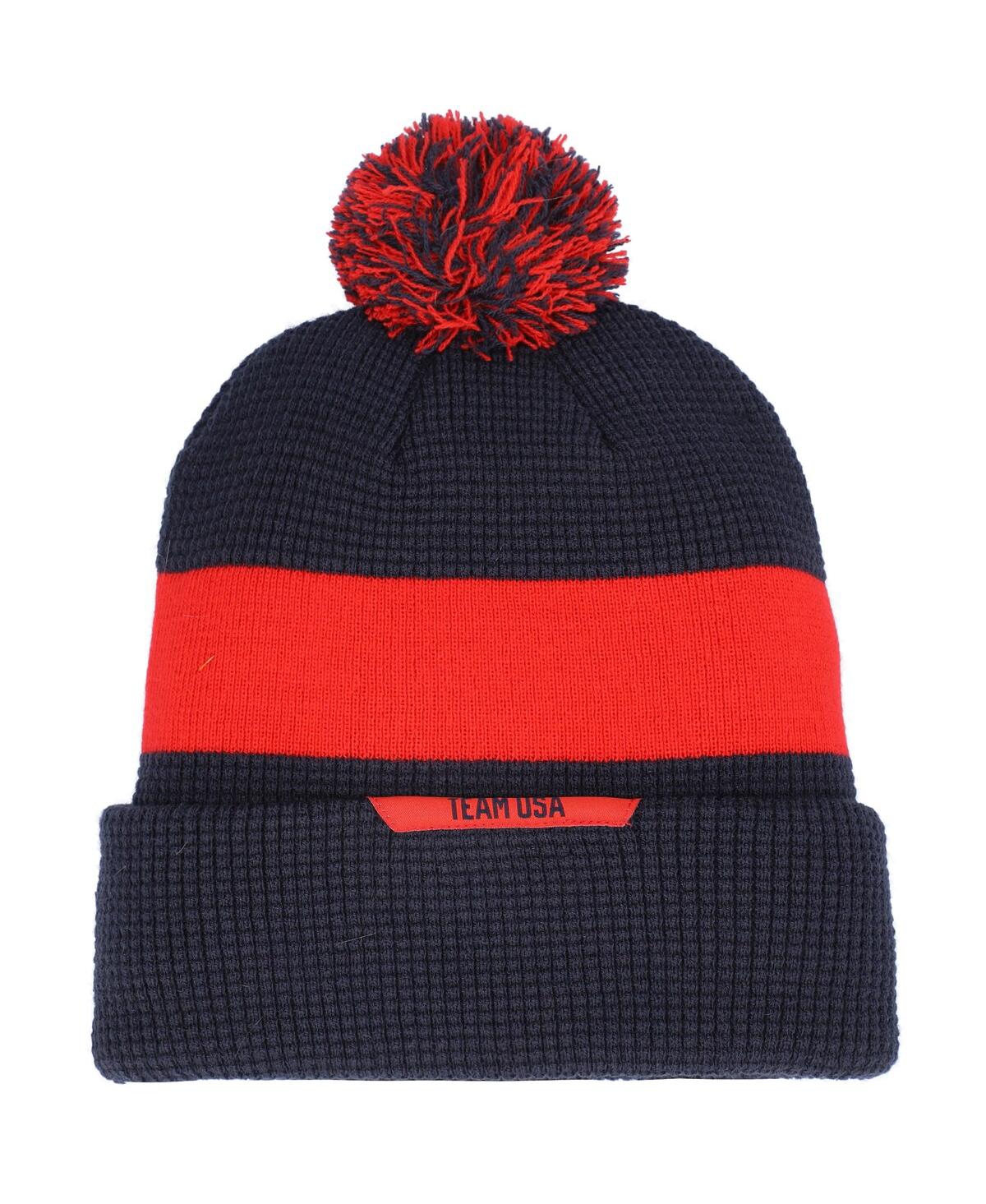 Nike Navy Team Usa 2021 Sideline Cuffed Knit Hat With Pom In Navy