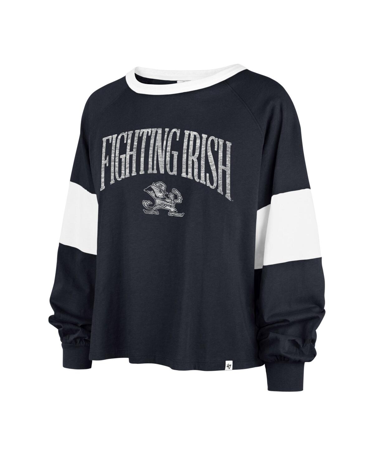 Shop 47 Brand Women's ' Navy Notre Dame Fighting Irish Upside Rhea Raglan Long Sleeve T-shirt