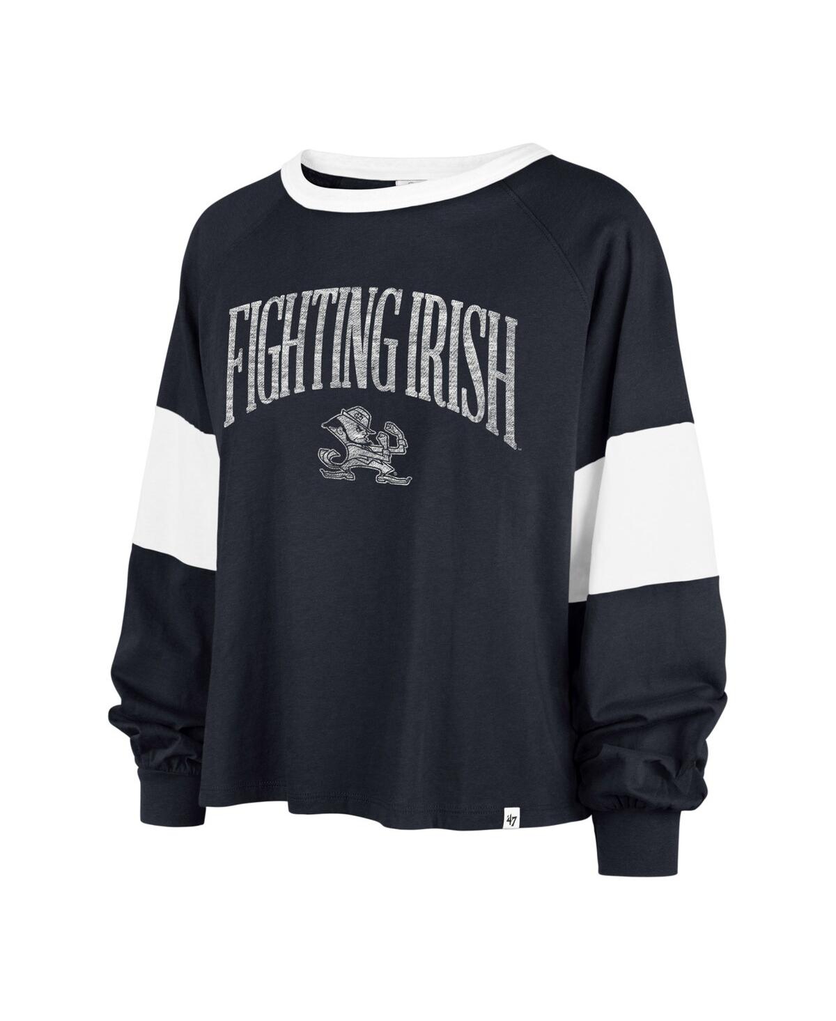 47 BRAND WOMEN'S '47 BRAND NAVY NOTRE DAME FIGHTING IRISH UPSIDE RHEA RAGLAN LONG SLEEVE T-SHIRT 