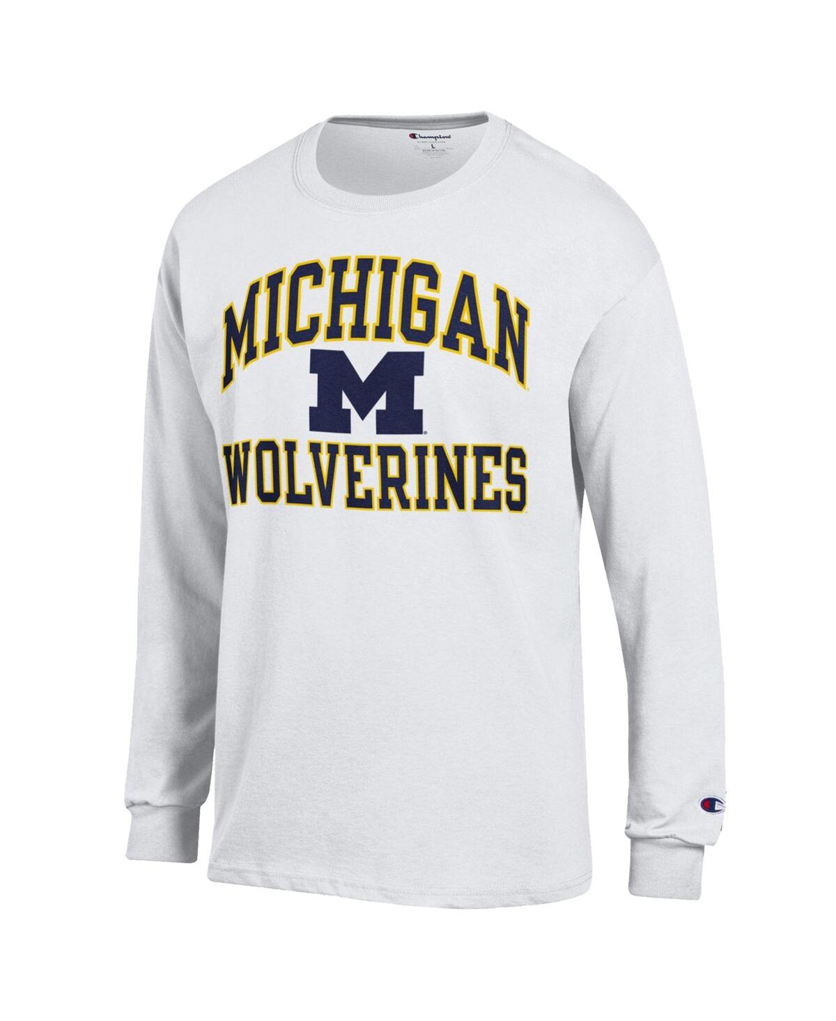 Men's ChampionMichigan Wolverines High Motor Long Sleeve T-shirt - White