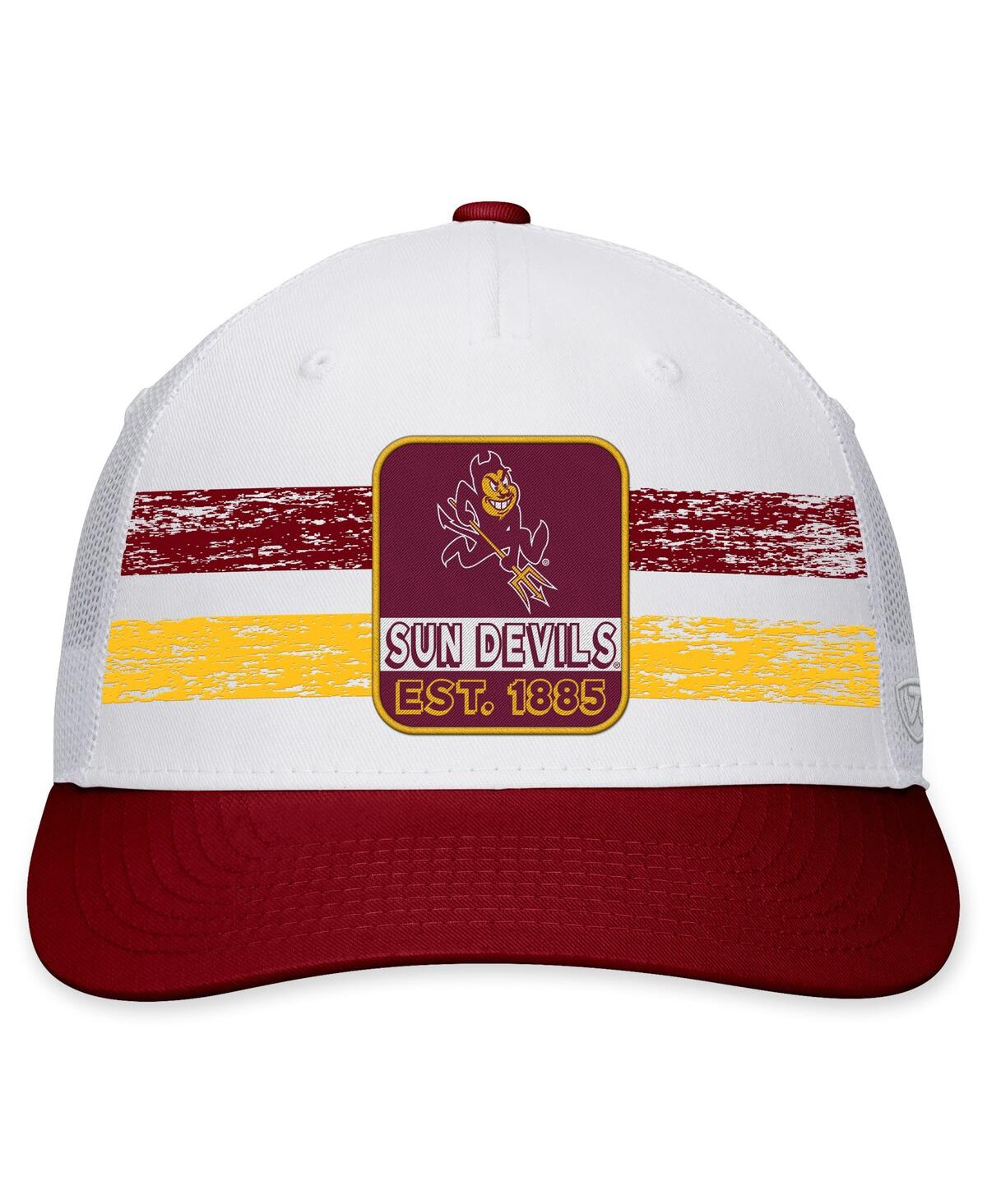 Top Of The World Men's  White, Maroon Arizona State Sun Devils Retro Fade Snapback Hat In White,maroon