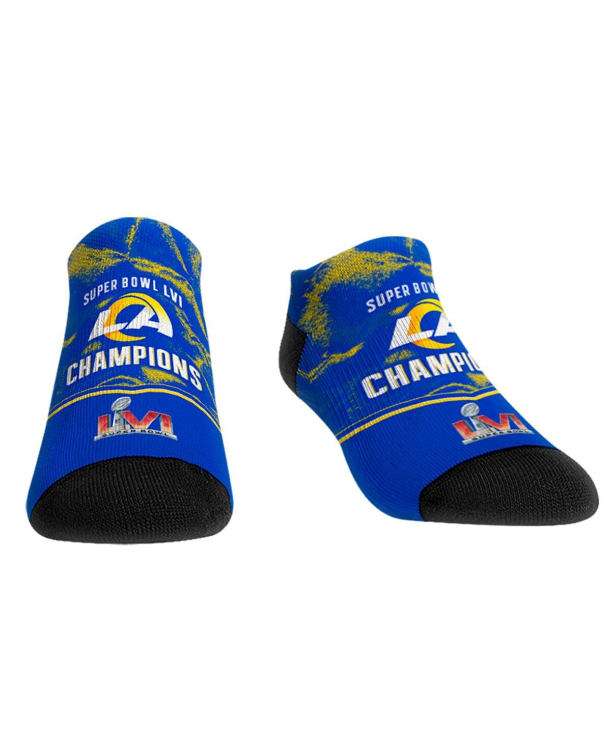 Rock 'em Men's And Women's  Socks Los Angeles Rams Super Bowl Lvi Champions Marble Low Cut Ankle Sock In Royal