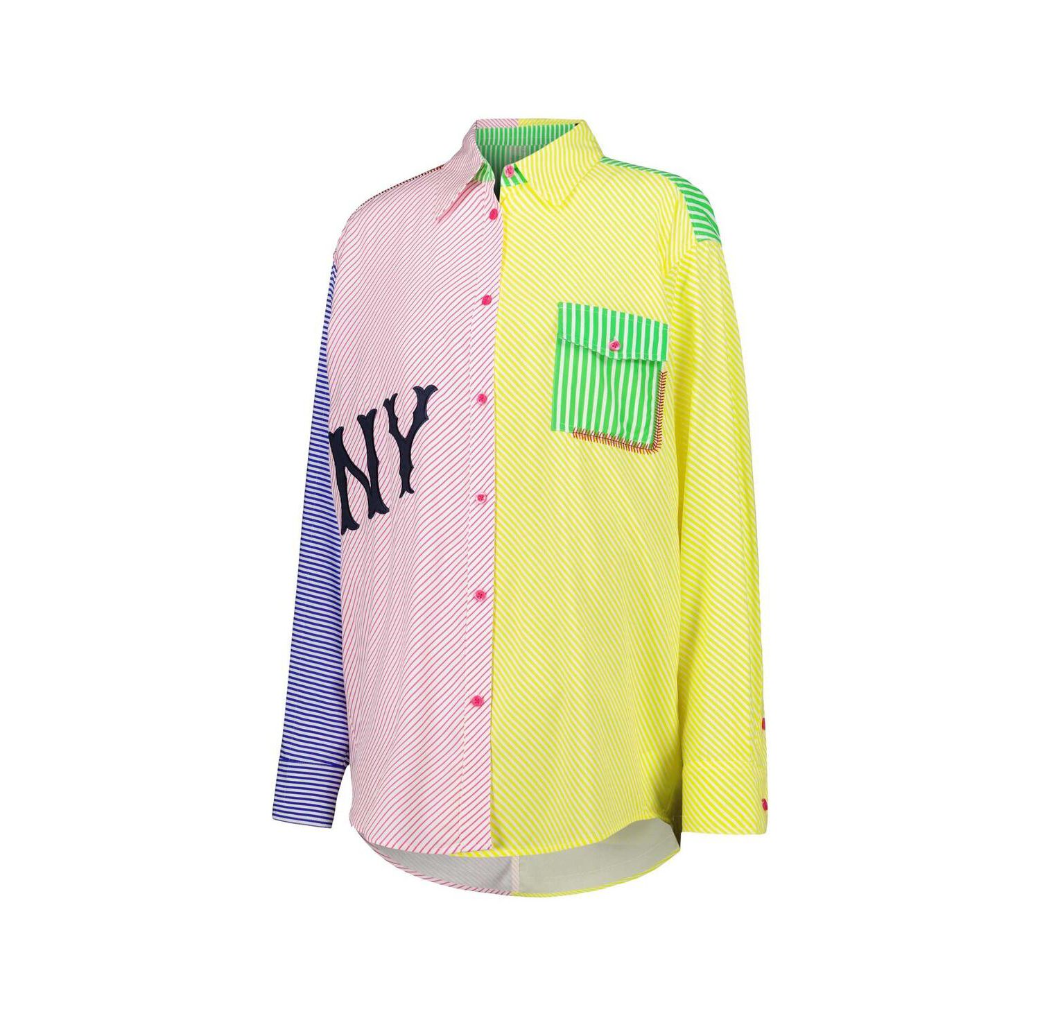 Women's Red, Yellow New York Yankees Button-Up Shirt