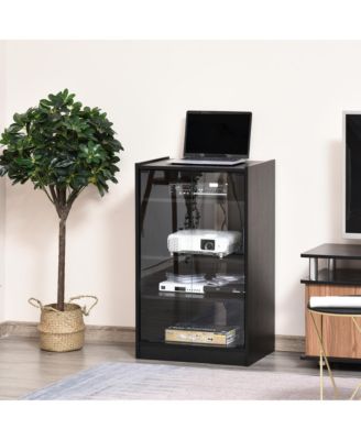 5-Tier Media Sd Cabinet w/3-Level Adjustable Shelves & Tempe Glass