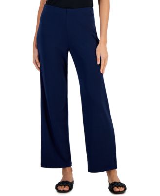 JM Collection - Women's Solid-Color Knit Wide-Leg Pull-On Pants